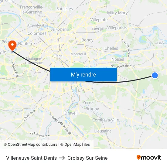 Villeneuve-Saint-Denis to Croissy-Sur-Seine map