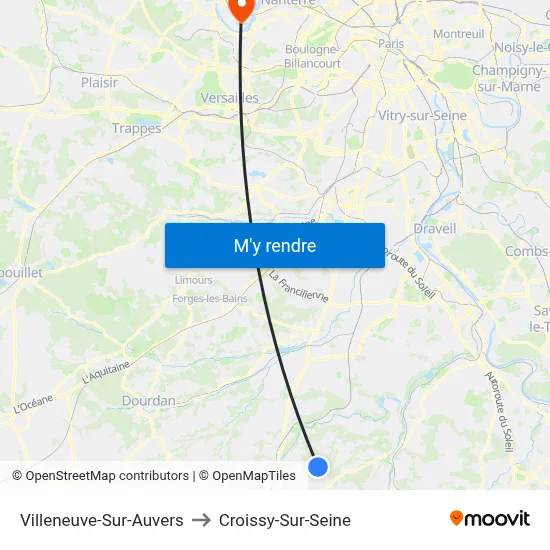 Villeneuve-Sur-Auvers to Croissy-Sur-Seine map