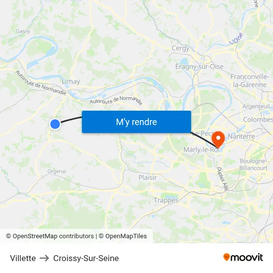 Villette to Croissy-Sur-Seine map