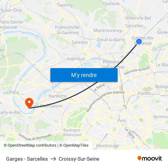 Garges - Sarcelles to Croissy-Sur-Seine map