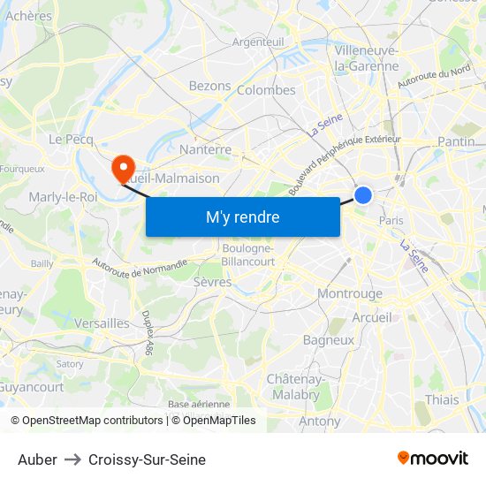 Auber to Croissy-Sur-Seine map