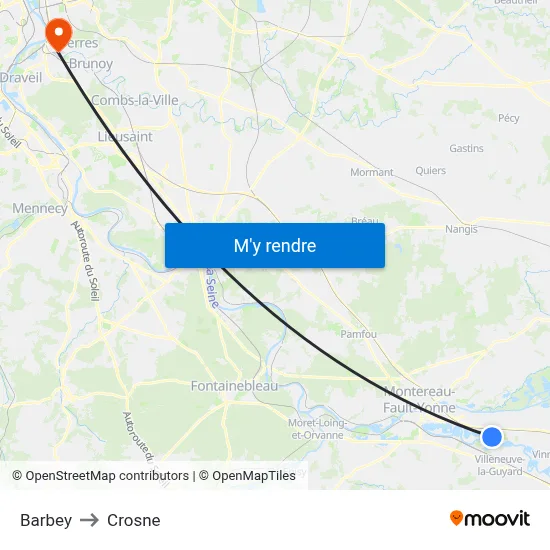 Barbey to Crosne map