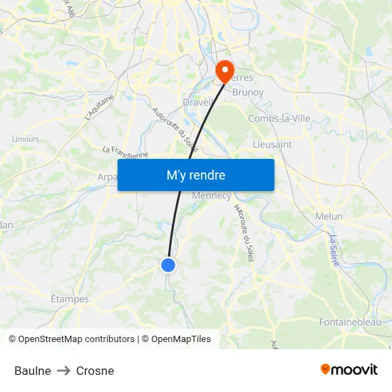 Baulne to Crosne map