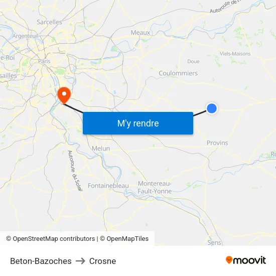 Beton-Bazoches to Crosne map