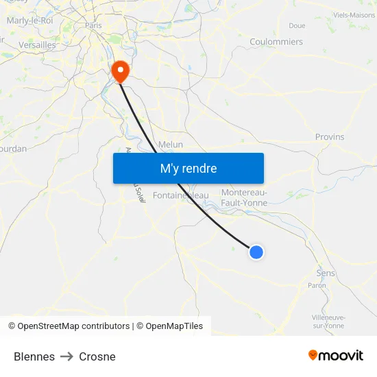 Blennes to Crosne map