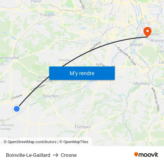 Boinville-Le-Gaillard to Crosne map