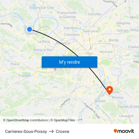 Carrieres-Sous-Poissy to Crosne map