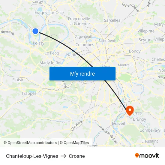 Chanteloup-Les-Vignes to Crosne map