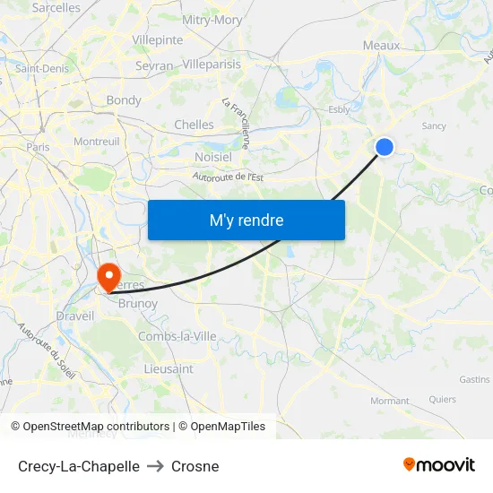 Crecy-La-Chapelle to Crosne map