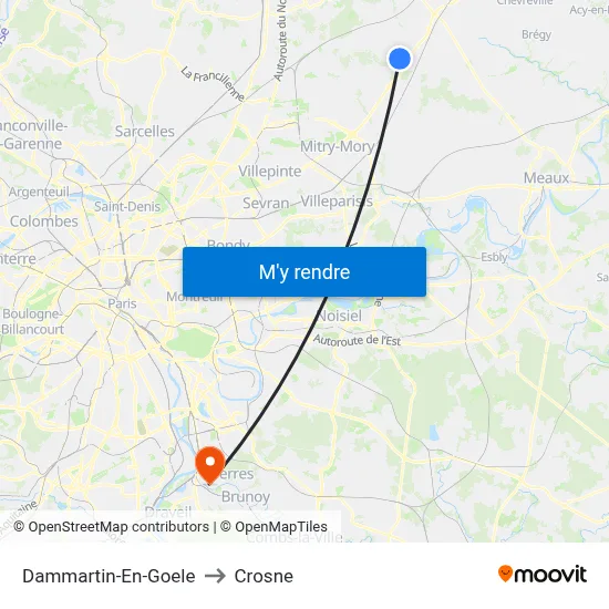 Dammartin-En-Goele to Crosne map