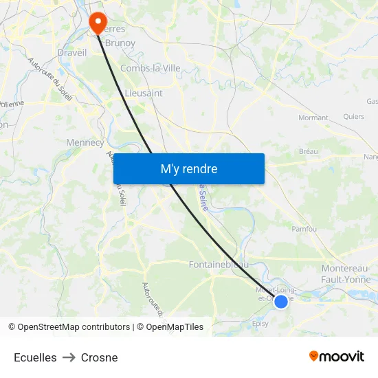 Ecuelles to Crosne map