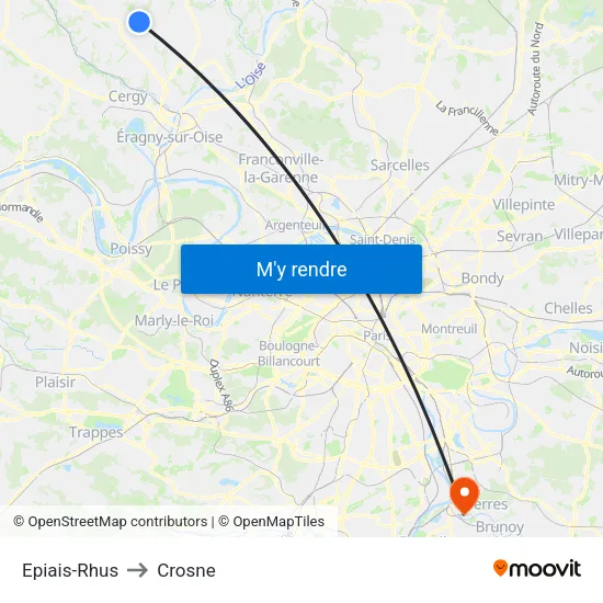 Epiais-Rhus to Crosne map
