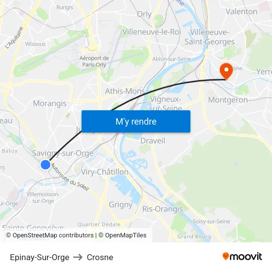 Epinay-Sur-Orge to Crosne map
