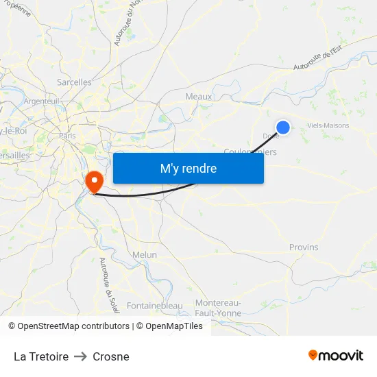 La Tretoire to Crosne map