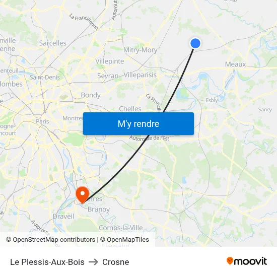 Le Plessis-Aux-Bois to Crosne map