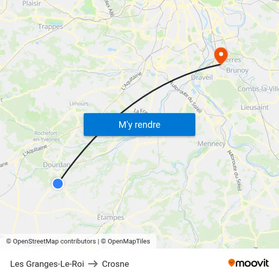 Les Granges-Le-Roi to Crosne map