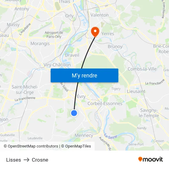 Lisses to Crosne map