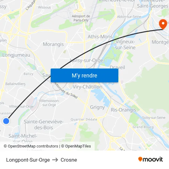 Longpont-Sur-Orge to Crosne map