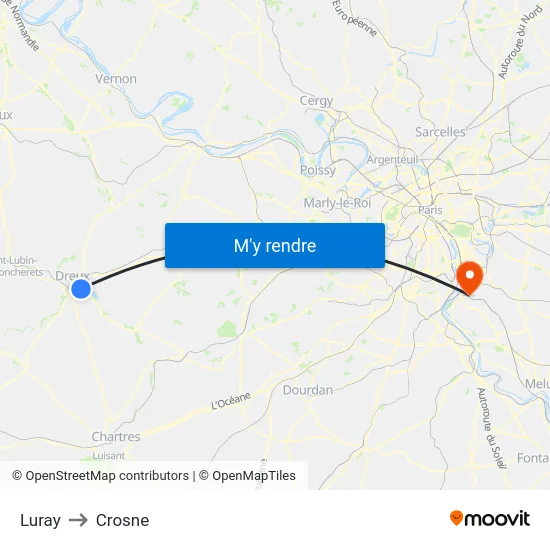 Luray to Crosne map