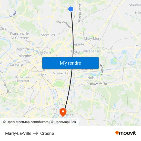 Marly-La-Ville to Crosne map