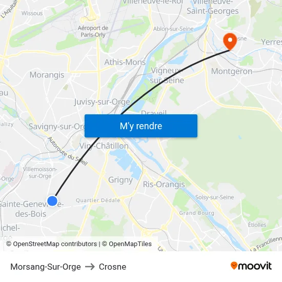 Morsang-Sur-Orge to Crosne map