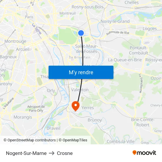 Nogent-Sur-Marne to Crosne map
