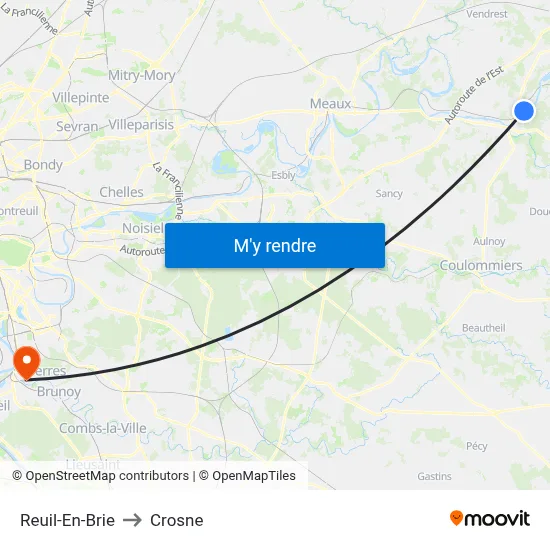 Reuil-En-Brie to Crosne map