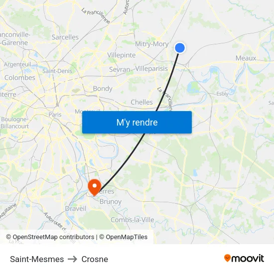 Saint-Mesmes to Crosne map