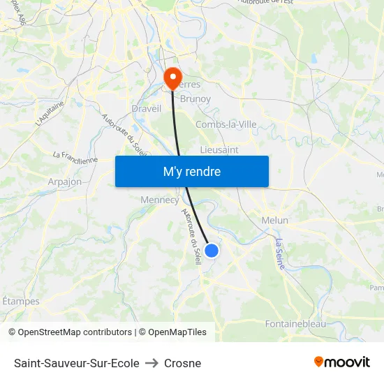 Saint-Sauveur-Sur-Ecole to Crosne map