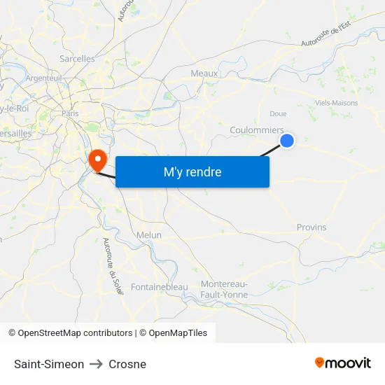 Saint-Simeon to Crosne map