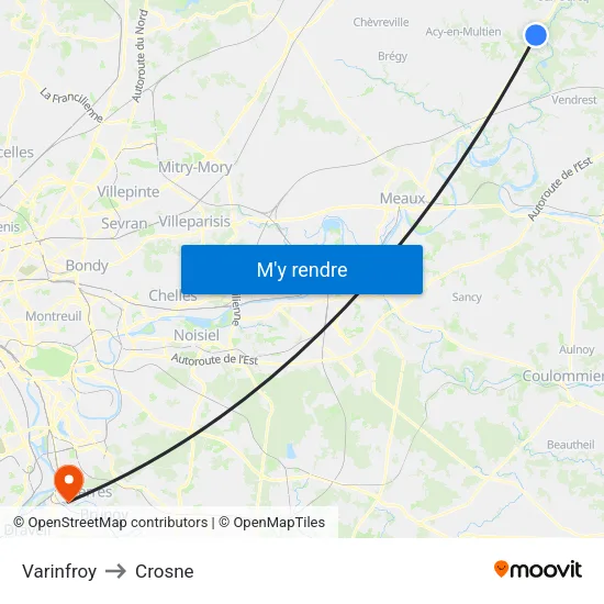 Varinfroy to Crosne map