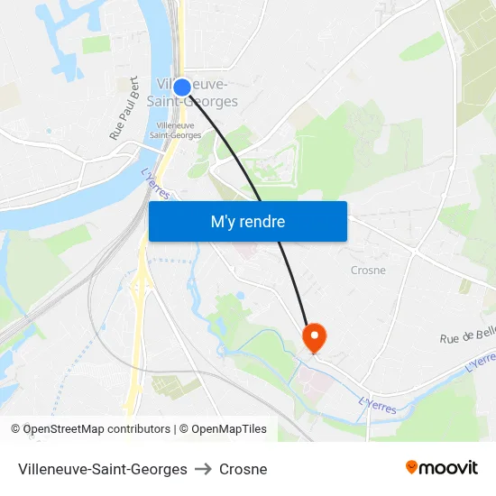Villeneuve-Saint-Georges to Crosne map