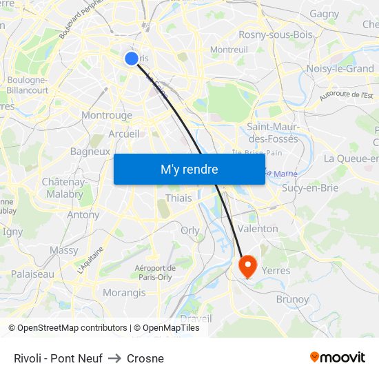 Rivoli - Pont Neuf to Crosne map