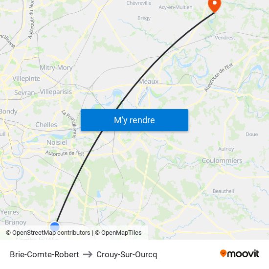 Brie-Comte-Robert to Crouy-Sur-Ourcq map