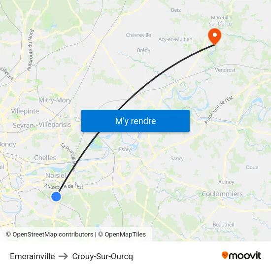 Emerainville to Crouy-Sur-Ourcq map