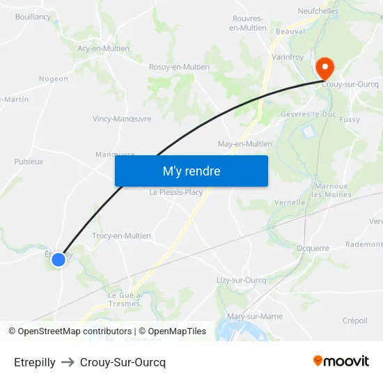 Etrepilly to Crouy-Sur-Ourcq map