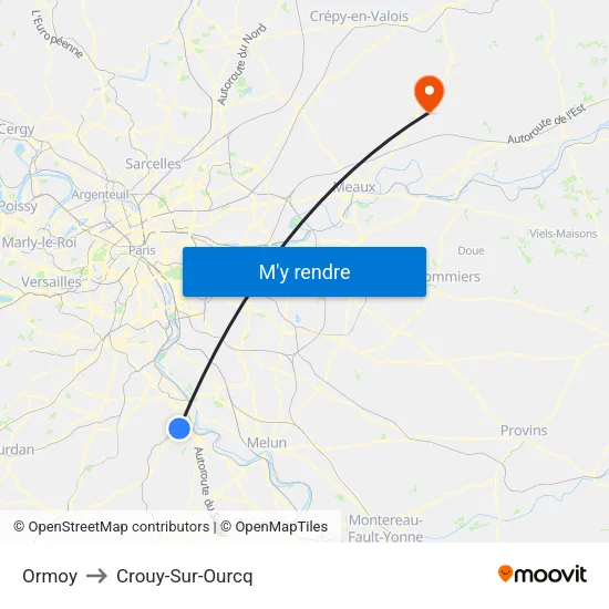 Ormoy to Crouy-Sur-Ourcq map