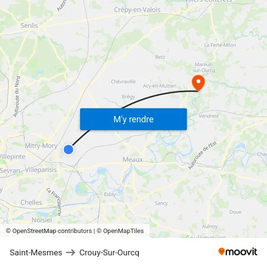 Saint-Mesmes to Crouy-Sur-Ourcq map