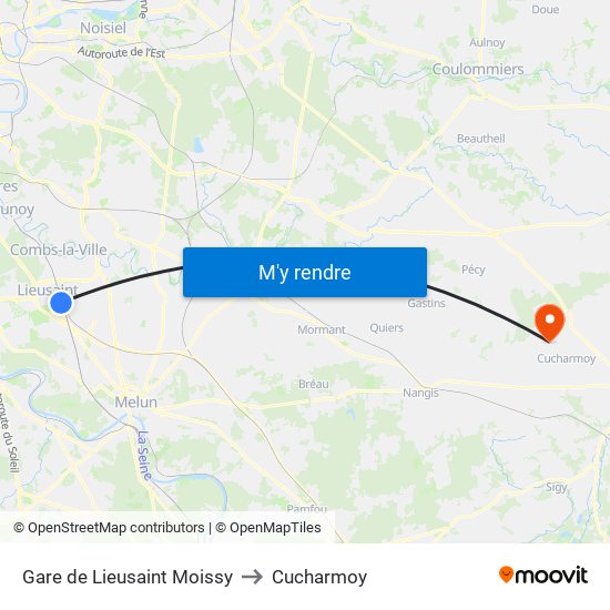 Gare de Lieusaint Moissy to Cucharmoy map