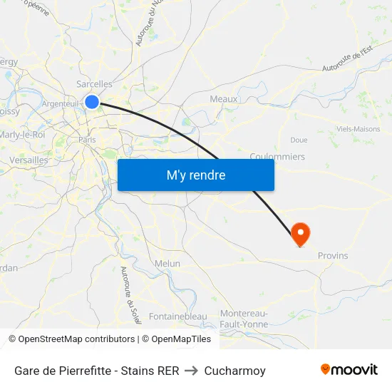 Gare de Pierrefitte - Stains RER to Cucharmoy map