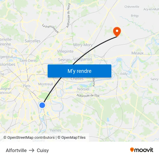 Alfortville to Cuisy map
