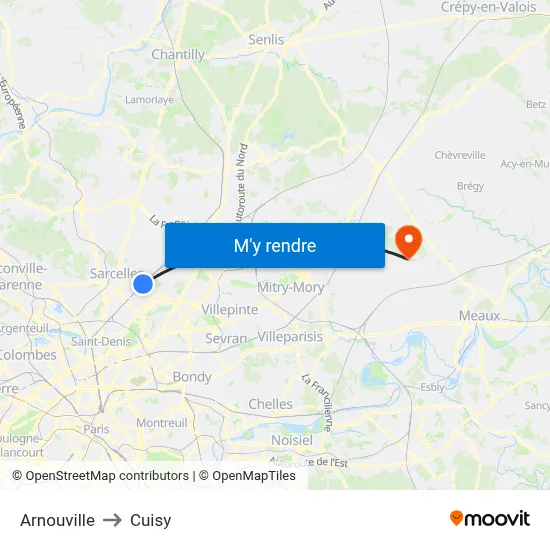 Arnouville to Cuisy map