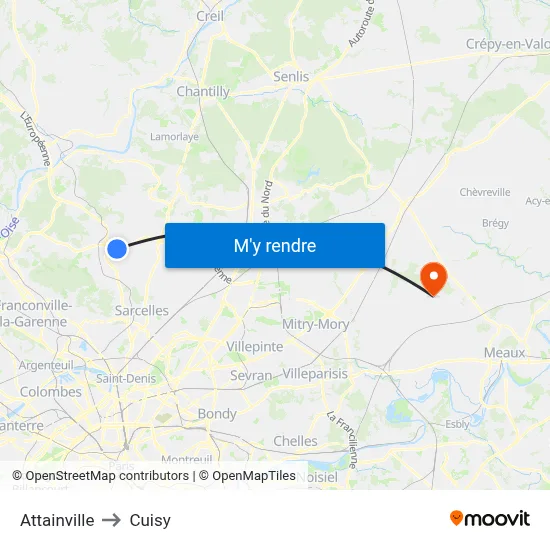 Attainville to Cuisy map
