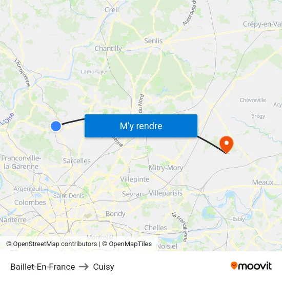 Baillet-En-France to Cuisy map