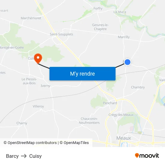 Barcy to Cuisy map