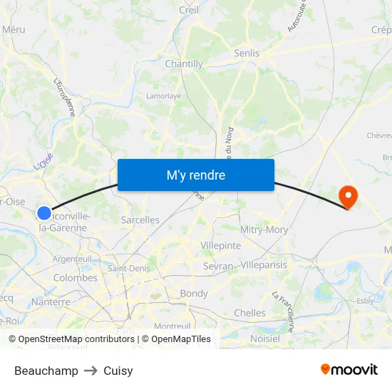 Beauchamp to Cuisy map