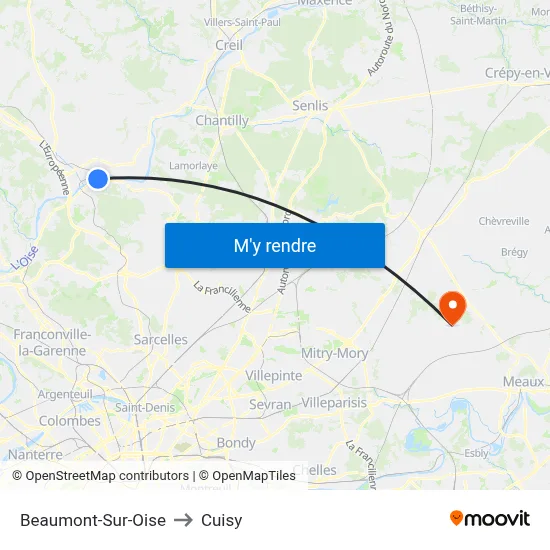 Beaumont-Sur-Oise to Cuisy map
