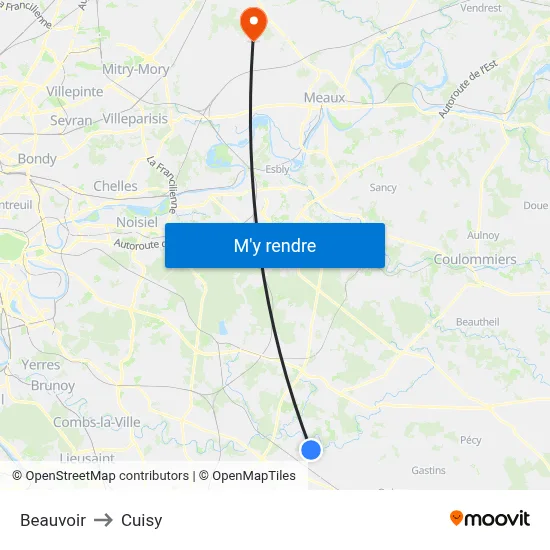 Beauvoir to Cuisy map