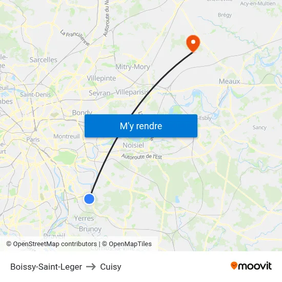 Boissy-Saint-Leger to Cuisy map