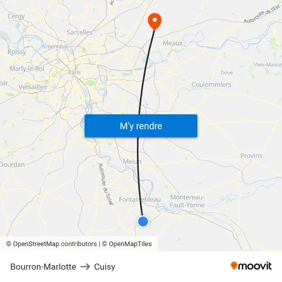 Bourron-Marlotte to Cuisy map